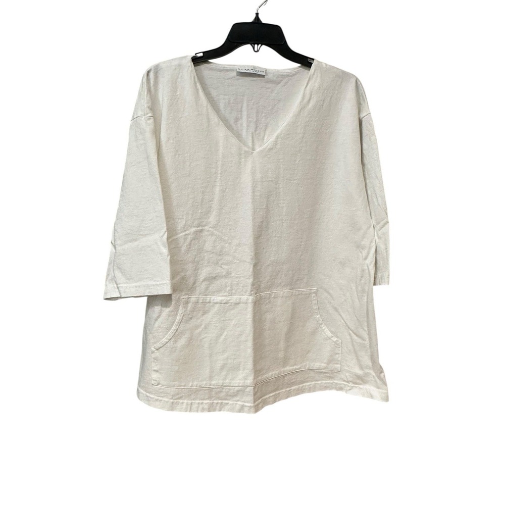 Bryn Walker Tunic Light Weight 100% Cotton V-neck Judy XS Kangaroo Pocket #V6-0